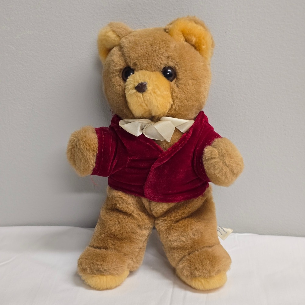 Mary Meyer Plush Teddy Bear Red Velvet Jacket‎ Bow Tie Stuffed Toy Kids